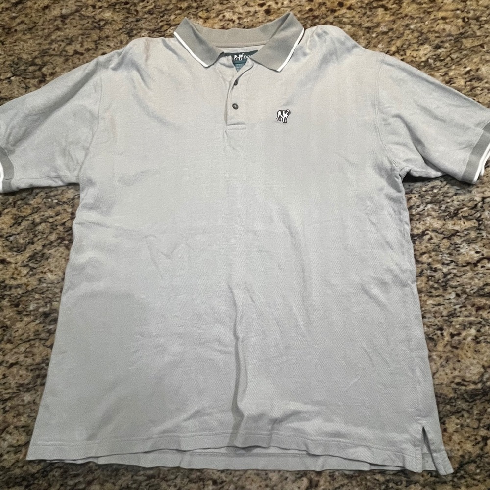 Big Dogs Mens XL Gray Cotton Pique Polo Shirt Short Sleeve‎ Embroidered Logo Dog